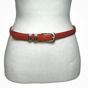 Brighton Leather Belt Lizard Embossed Tawny Orange Brown‎ Vintage 90's SZ ML 32